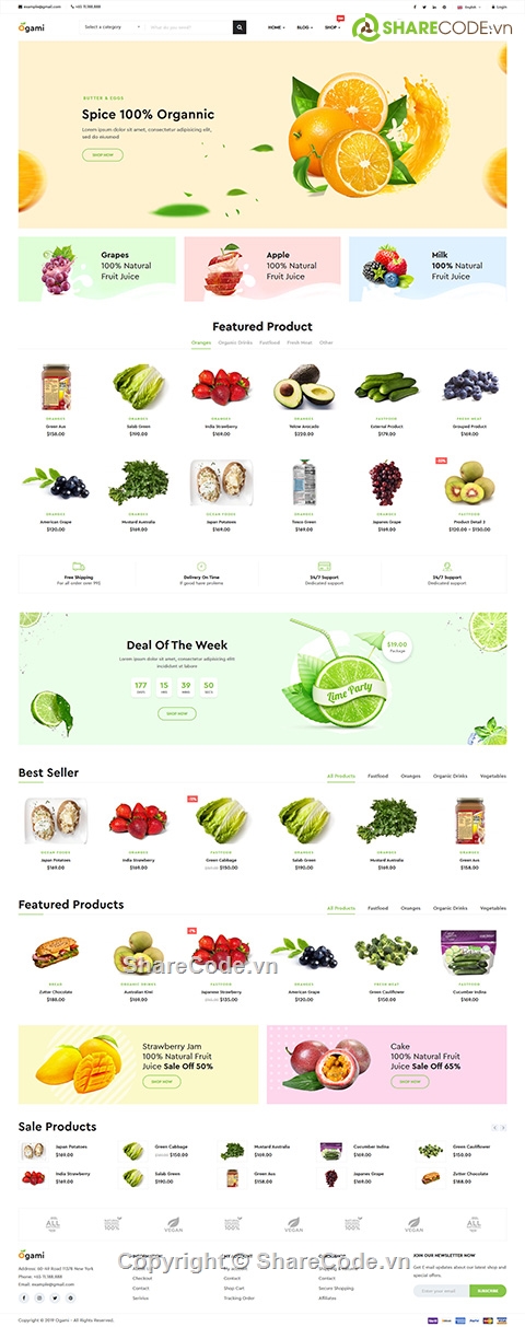 code bán hoa quả,web bán trái cây,Organic,ogami,Organic Store WordPress Theme